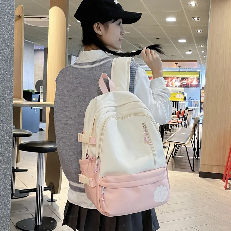 TOUTSEUL YOLO Nylon Backpack Regular Unisex Light Gray/Black/Pink/Khaki-15