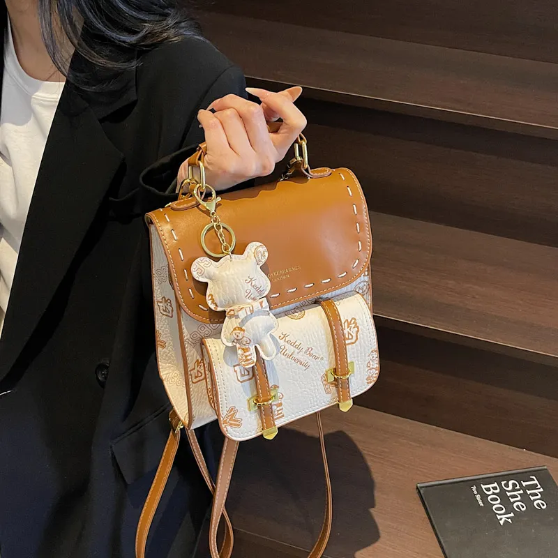 TOUTSEUL YOLO PU Backpack Women's White/Black/Pink/Brown-3