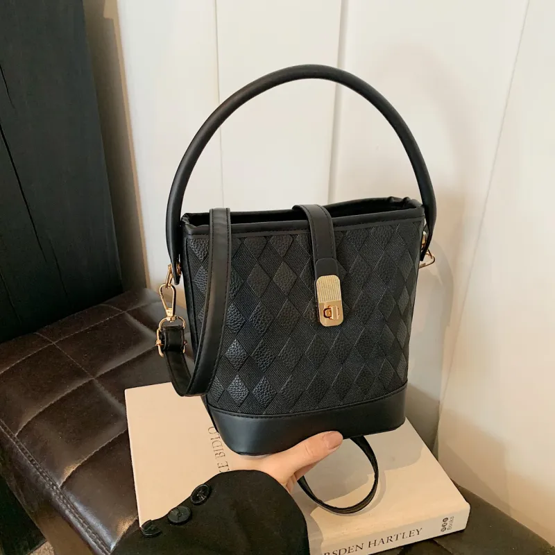TOUTSEUL YOLO PU Bucket Bag Handbag Women's White/Black/Khaki/Brown-11