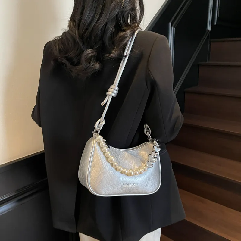 TOUTSEUL YOLO PU Shoulder Bag Women's Ecru/Silver/Black/Pink-5