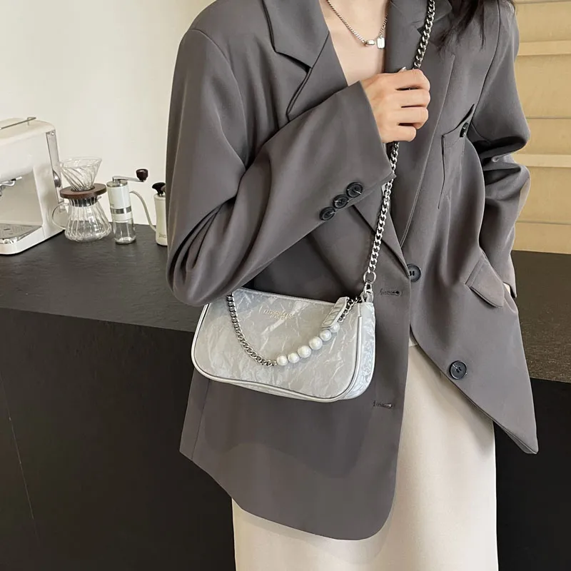 TOUTSEUL YOLO PU Shoulder Bag Women's Ecru/Silver/Black/Pink-8
