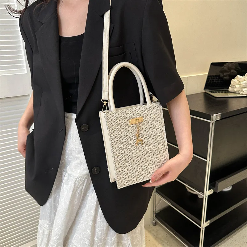 TOUTSEUL YOLO Woven Handbag Women's Beige/Khaki-4