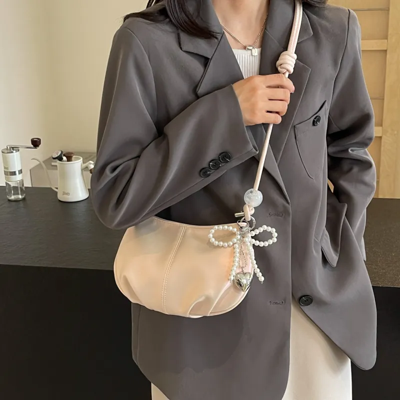 TOUTSEUL YOLO PU Shoulder Bag Women's Pearl White/Pearl Pink/Silver/Black-7