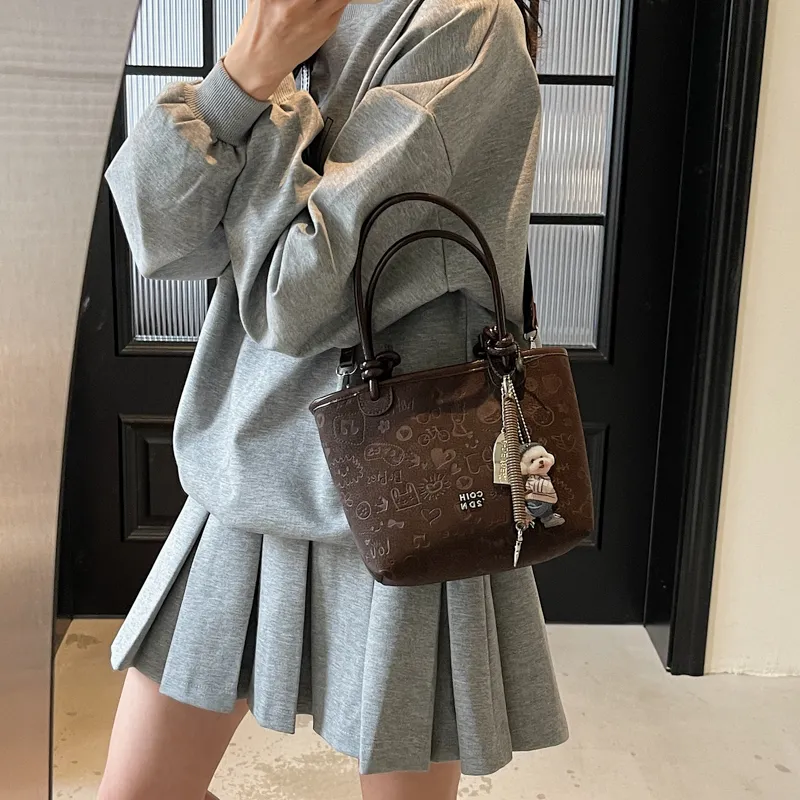 TOUTSEUL YOLO PU One Shoulder Handbag Women's Ecru/Coffee/Black-7