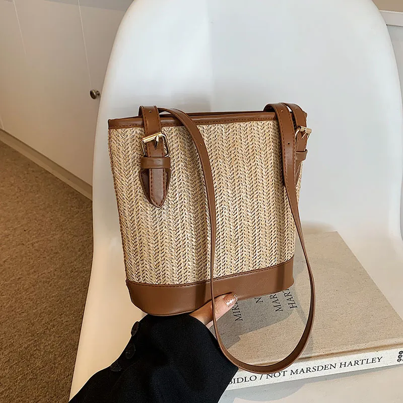 TOUTSEUL YOLO Straw Woven Shoulder Bag Women's Multicolor-10