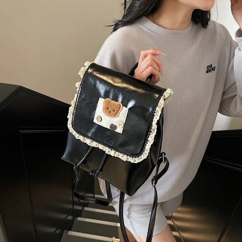 TOUTSEUL YOLO PU Backpack Unisex Ecru/Black/Blue/Pink-8