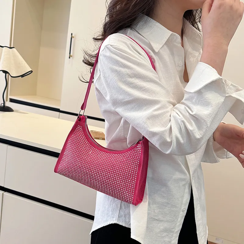TOUTSEUL YOLO Suede Shoulder Bag Regular Women's Ecru/Black/Rose Red-18