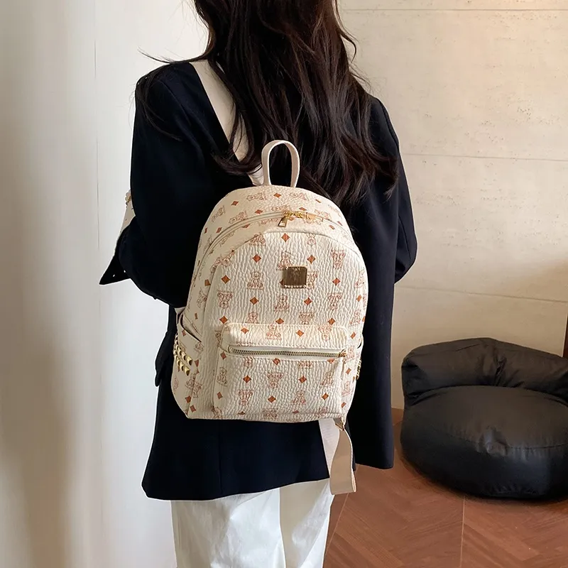 TOUTSEUL YOLO PU Backpack Women's White/Pink/Brown/Black-3
