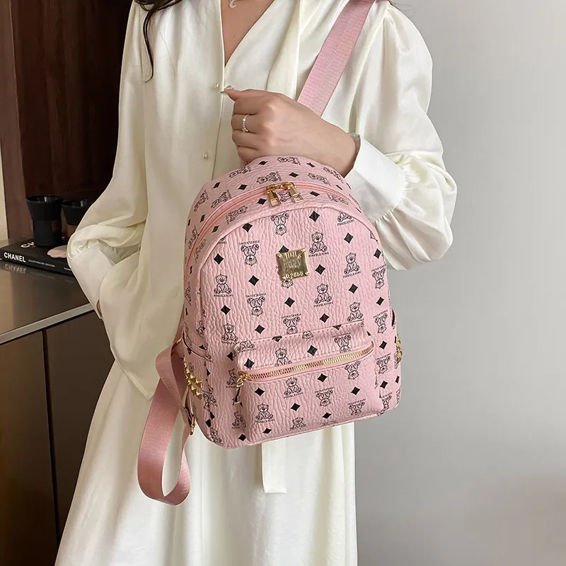 TOUTSEUL YOLO PU Backpack Women's White/Pink/Brown/Black-6