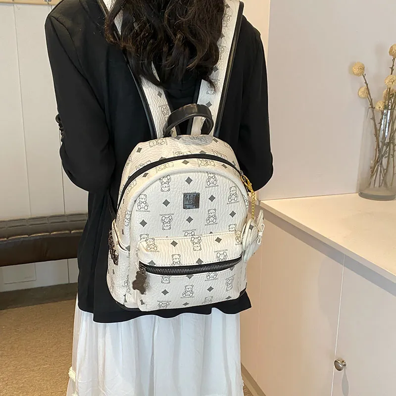 TOUTSEUL YOLO PU Backpack Unisex Black, White &/Ecru, Black, Pink, Brown-7