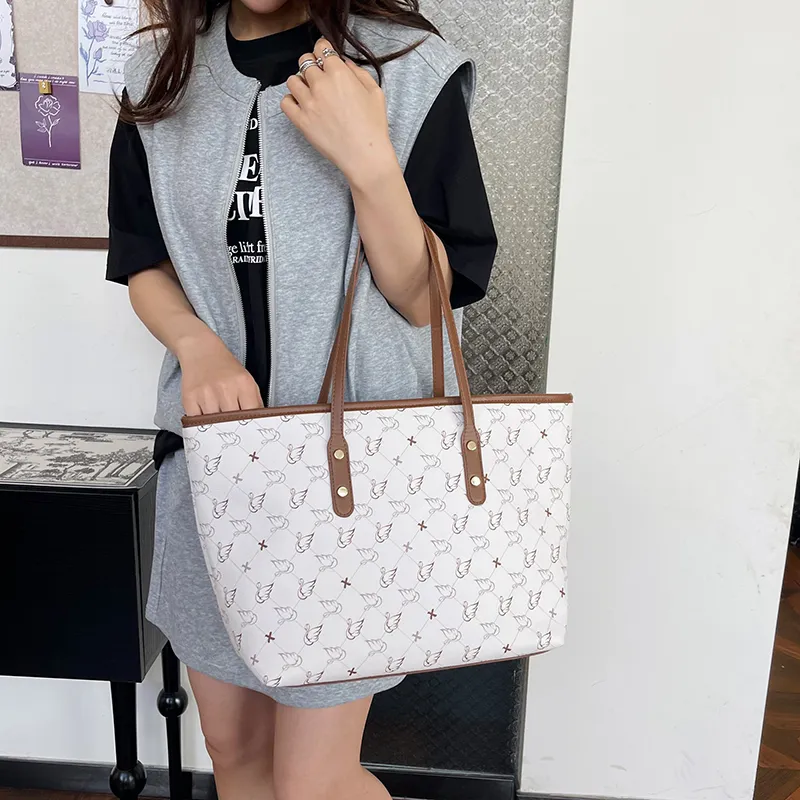 TOUTSEUL YOLO PU Tote Bag, Shoulder Bag Regular Women's White/Black/Pink/Brown-3