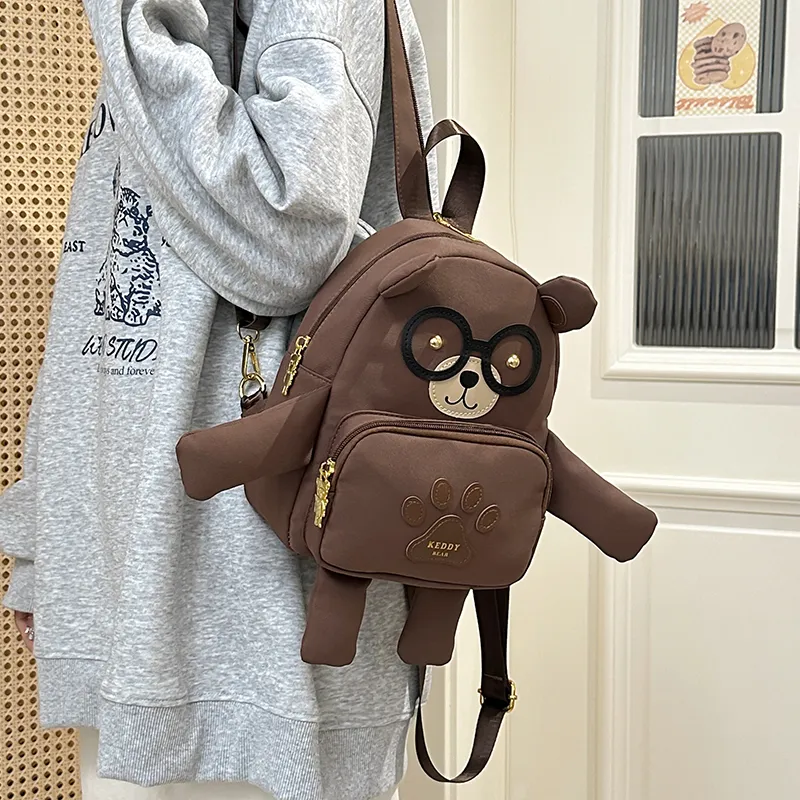 TOUTSEUL YOLO Nylon Backpack Unisex White/Brown-7