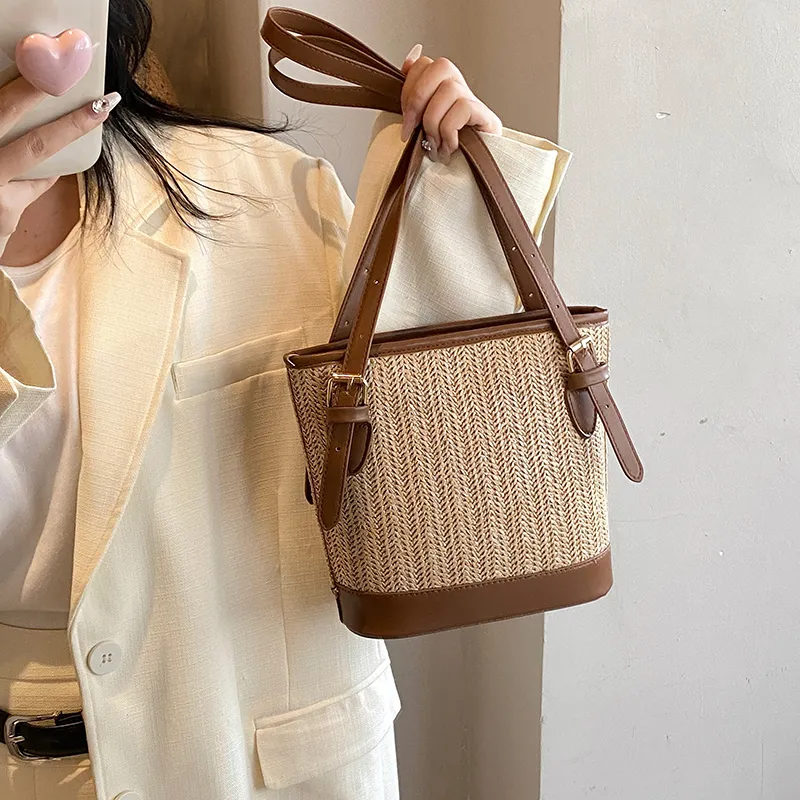 TOUTSEUL YOLO Straw Woven Shoulder Bag Women's Multicolor-7