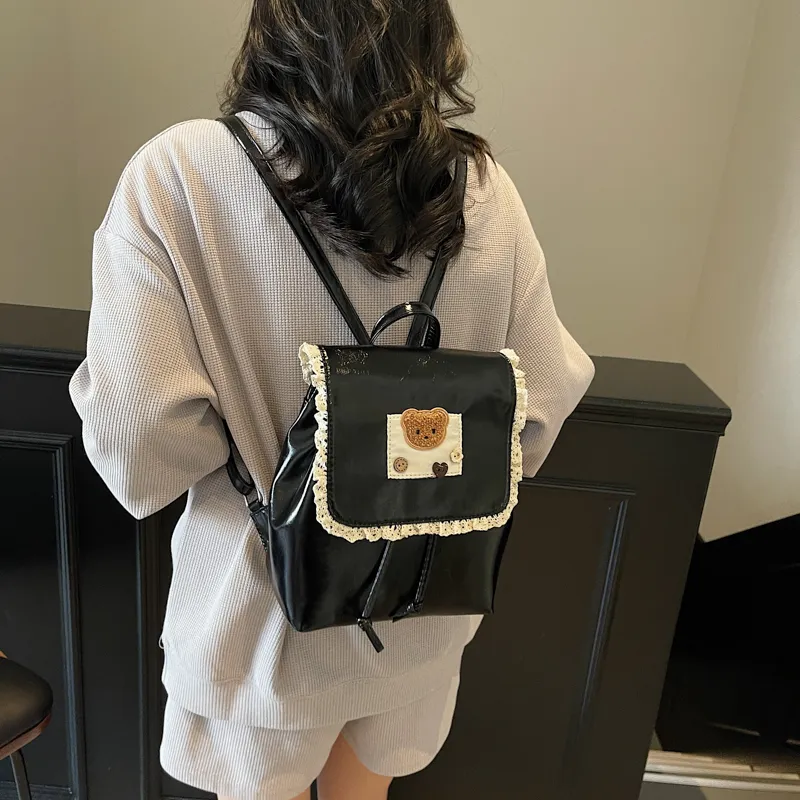 TOUTSEUL YOLO PU Backpack Unisex Ecru/Black/Blue/Pink-10