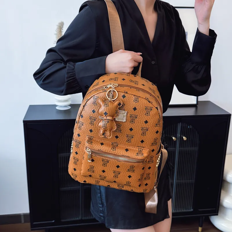 TOUTSEUL YOLO PU Backpack Women's White/Black/Brown-13