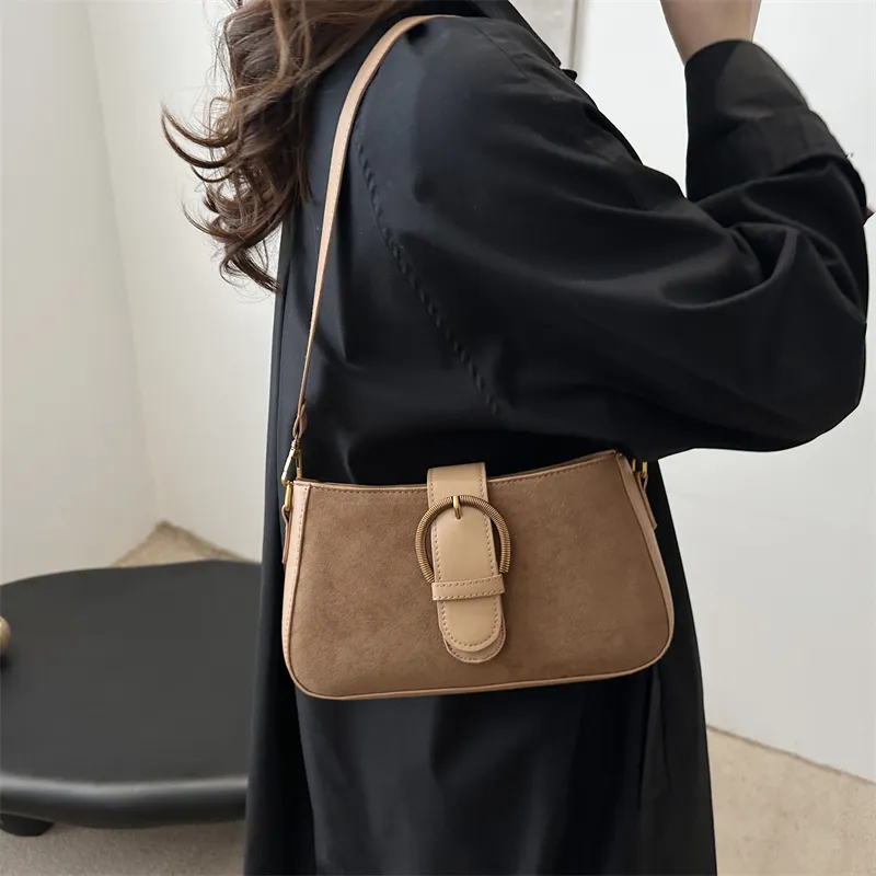 TOUTSEUL YOLO Suede Shoulder Bag Regular Women's Black/Red/Khaki/Coffee-14