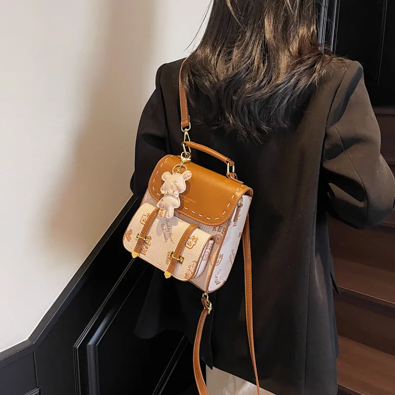TOUTSEUL YOLO PU Backpack Women's White/Black/Pink/Brown-4