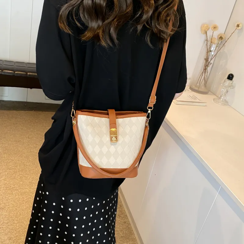 TOUTSEUL YOLO PU Bucket Bag Handbag Women's White/Black/Khaki/Brown-23
