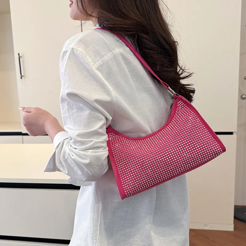 TOUTSEUL YOLO Suede Shoulder Bag Regular Women's Ecru/Black/Rose Red-16