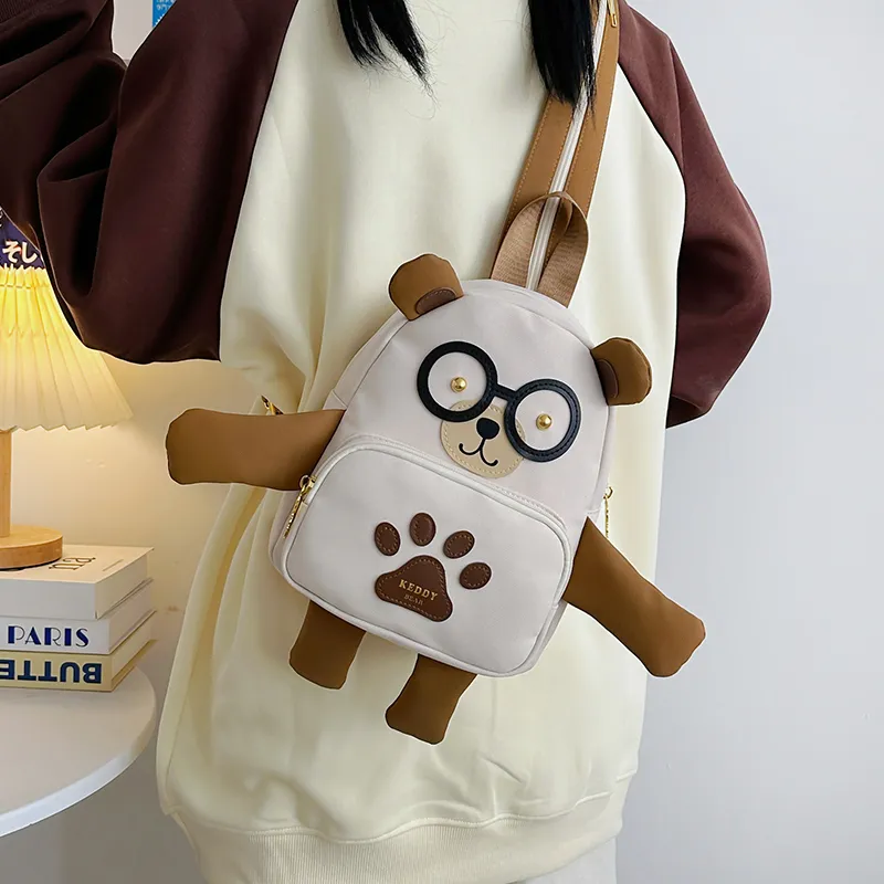 TOUTSEUL YOLO Nylon Backpack Unisex White/Brown-2