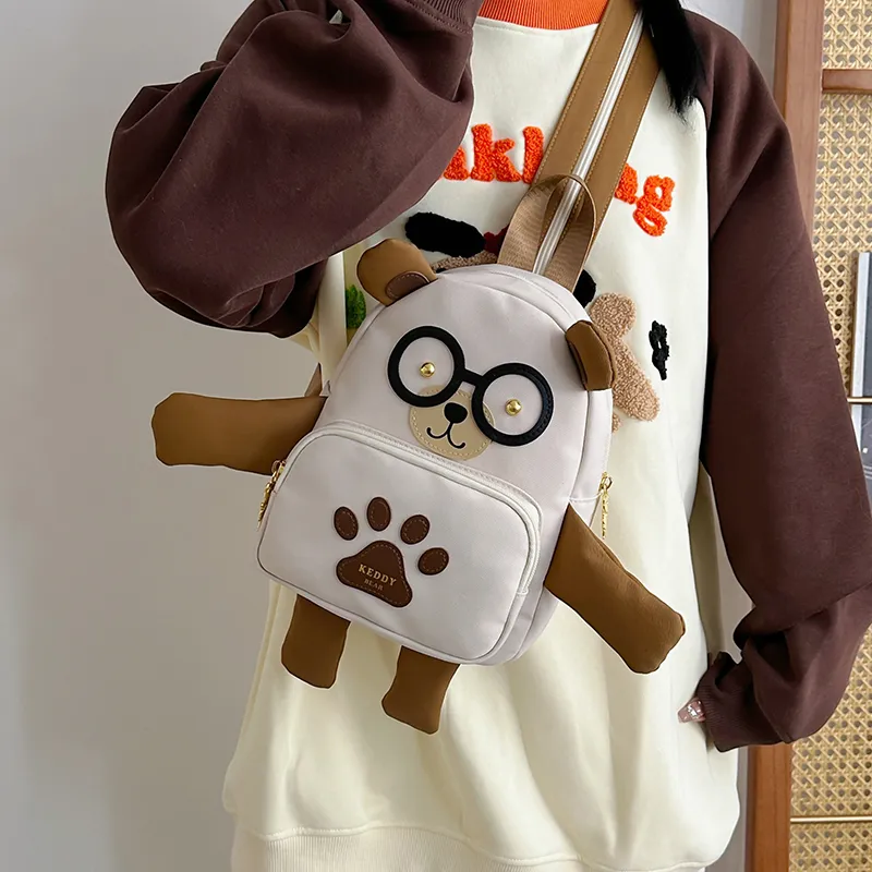 TOUTSEUL YOLO Nylon Backpack Unisex White/Brown-4