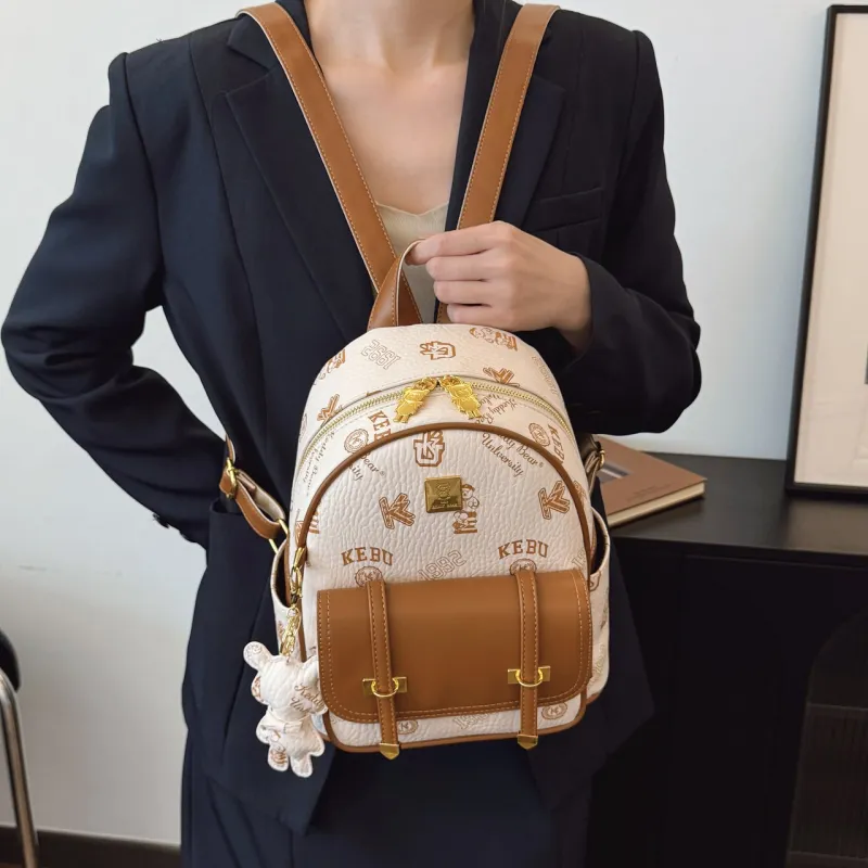 TOUTSEUL YOLO PU Backpack Women's White/Pink/Black/Brown-4