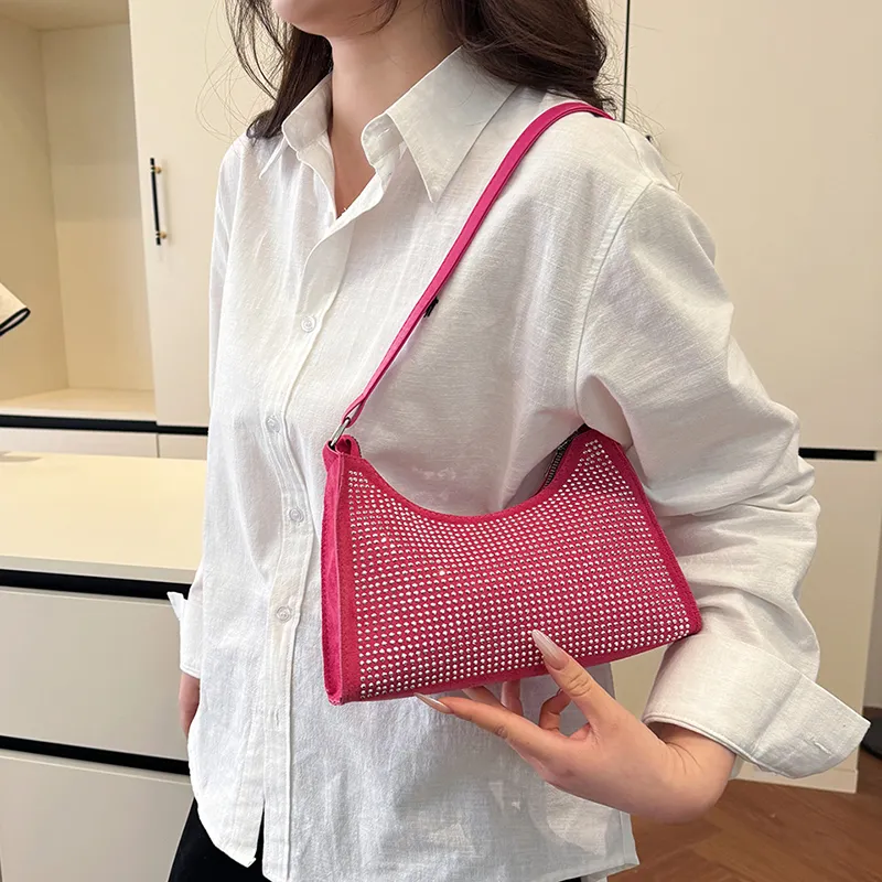 TOUTSEUL YOLO Suede Shoulder Bag Regular Women's Ecru/Black/Rose Red-15