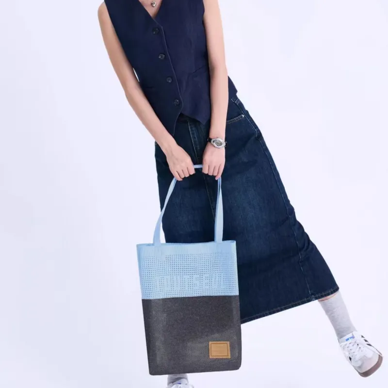 TOUTSEUL YOLO Polyester Tote Bag, Shoulder Bag Women's Cold Mist Gray Blue-4