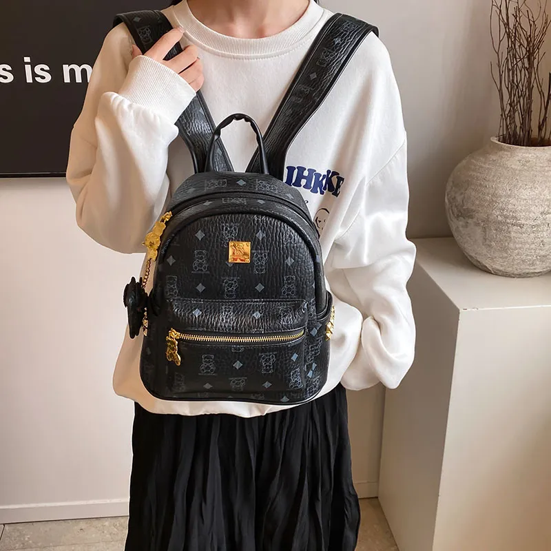 TOUTSEUL YOLO PU Backpack Unisex Black, White &/Ecru, Black, Pink, Brown-12
