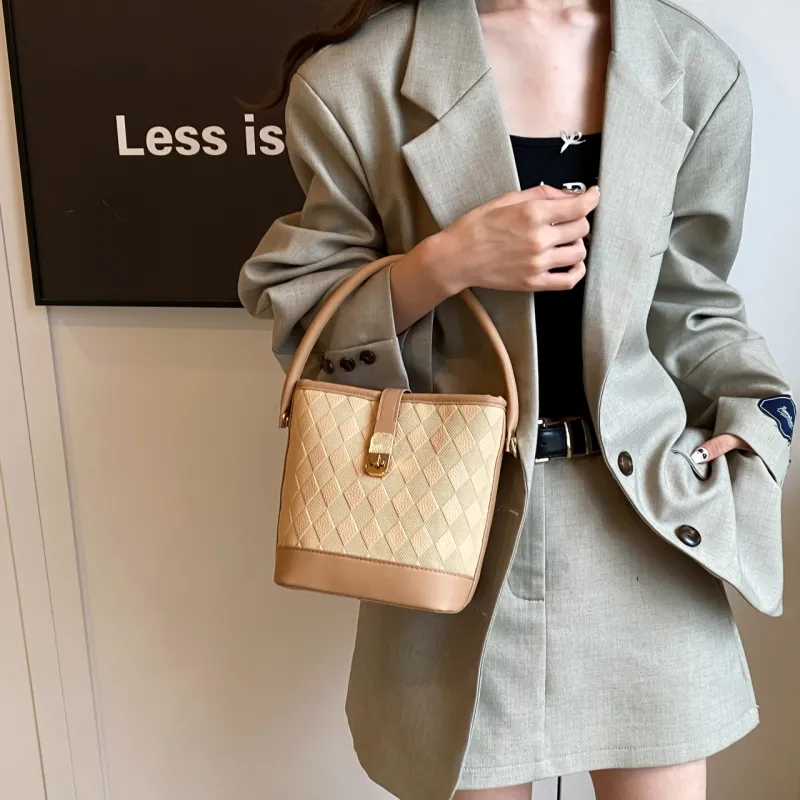 TOUTSEUL YOLO PU Bucket Bag Handbag Women's White/Black/Khaki/Brown-16