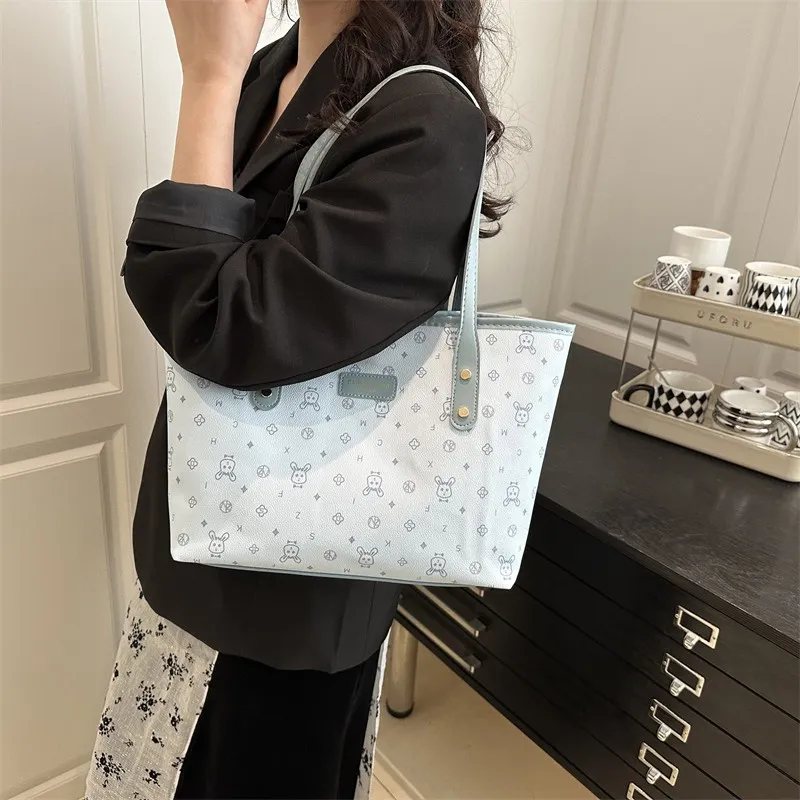 TOUTSEUL YOLO PU Tote Bag, Shopping Bag, Shoulder Bag Women's Blue/Pink/White/Black-4