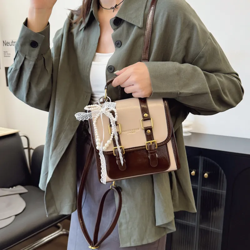 TOUTSEUL YOLO PU Backpack Regular Unisex Black/Coffee & White & Brown-13