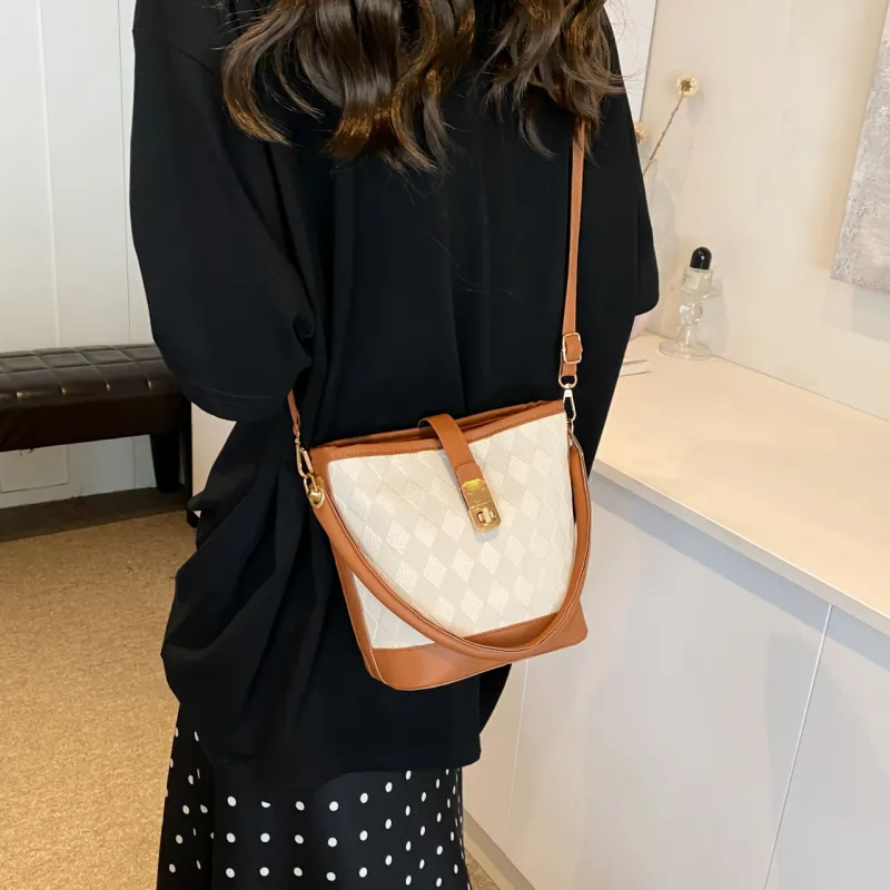 TOUTSEUL YOLO PU Bucket Bag Handbag Women's White/Black/Khaki/Brown-24