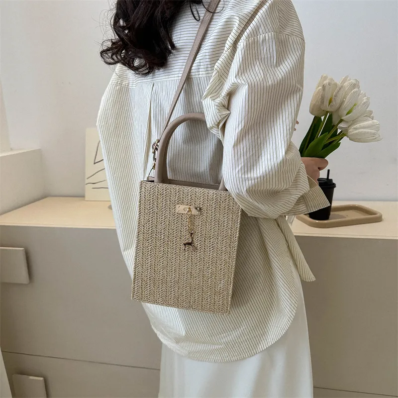 TOUTSEUL YOLO Woven Handbag Women's Beige/Khaki-8