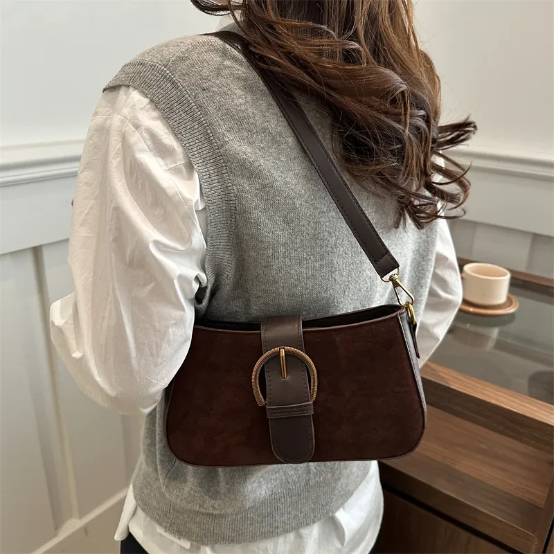 TOUTSEUL YOLO Suede Shoulder Bag Regular Women's Black/Red/Khaki/Coffee-23