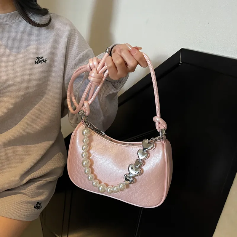 TOUTSEUL YOLO PU Shoulder Bag Women's Ecru/Silver/Black/Pink-11