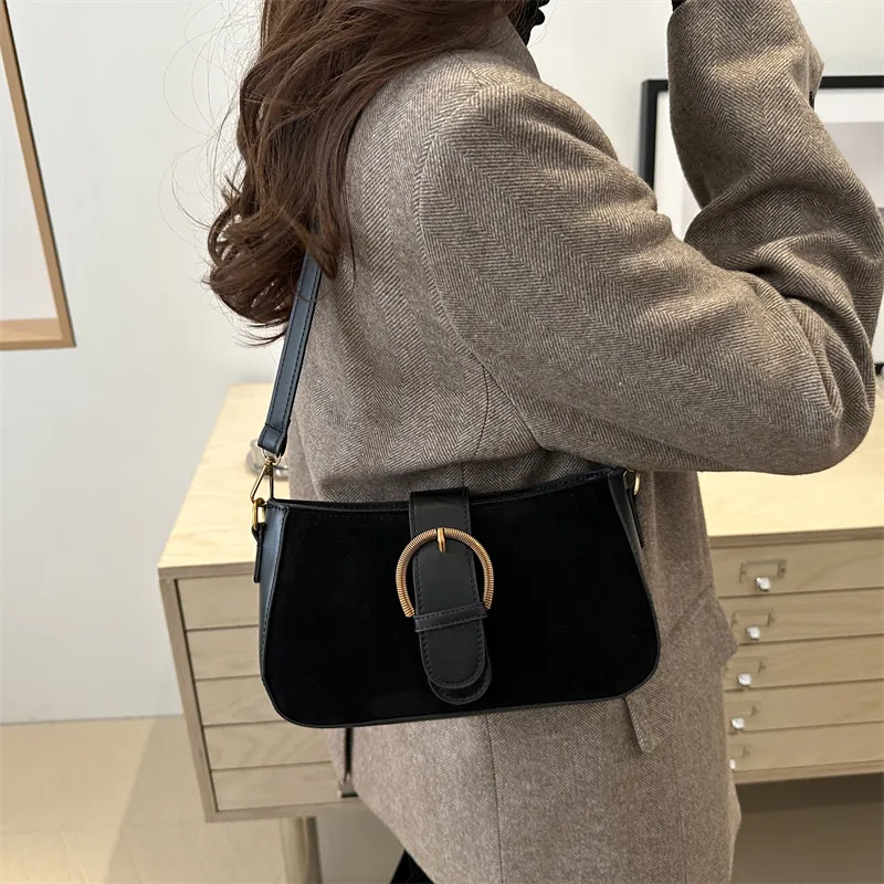 TOUTSEUL YOLO Suede Shoulder Bag Regular Women's Black/Red/Khaki/Coffee-1