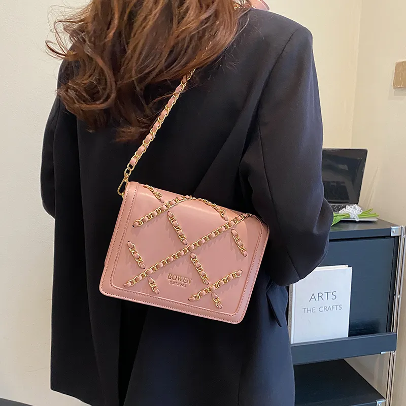 TOUTSEUL YOLO PU Shoulder Bag Women's White/Black/Pink-13