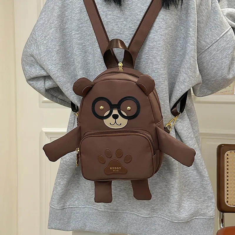 TOUTSEUL YOLO Nylon Backpack Unisex White/Brown-11
