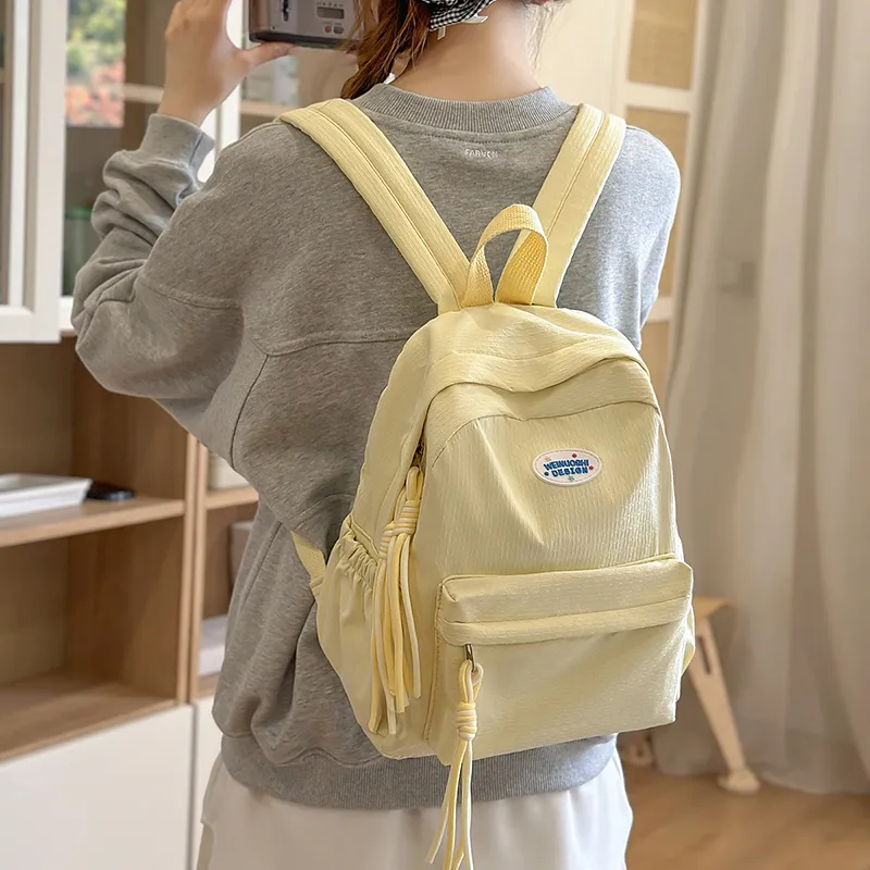TOUTSEUL YOLO Nylon Backpack Unisex Black/Pink/Yellow/Blue-17