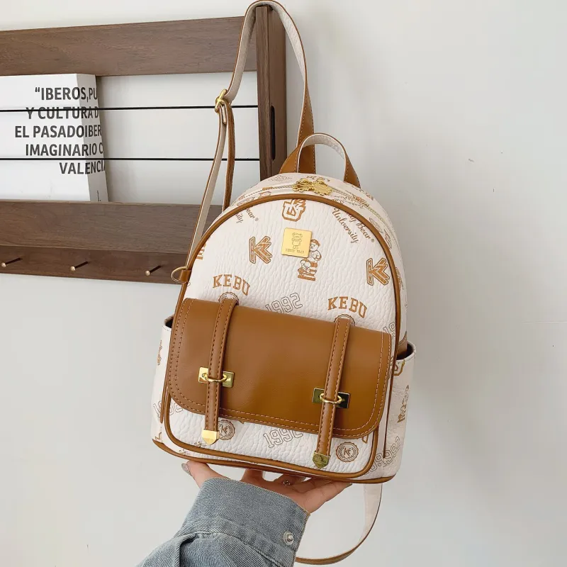 TOUTSEUL YOLO PU Backpack Women's White/Pink/Black/Brown-1