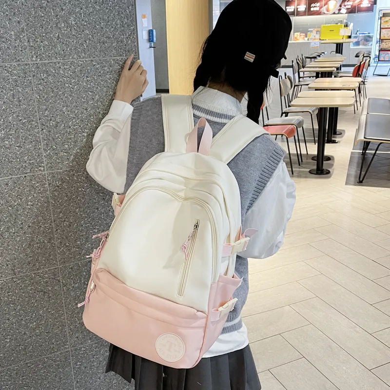 TOUTSEUL YOLO Nylon Backpack Regular Unisex Light Gray/Black/Pink/Khaki-11