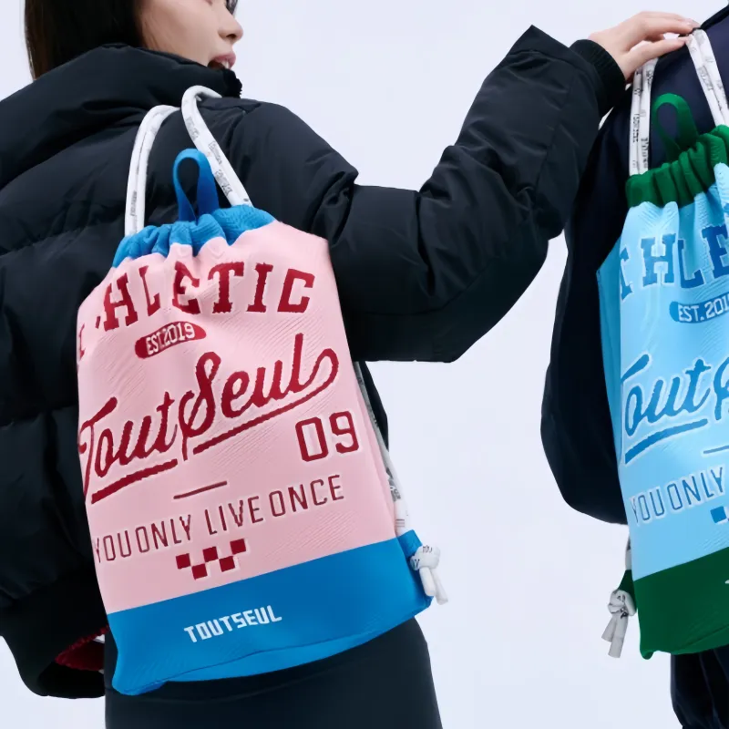 TOUTSEUL YOLO Polyester Backpack Unisex Pink Blue-2