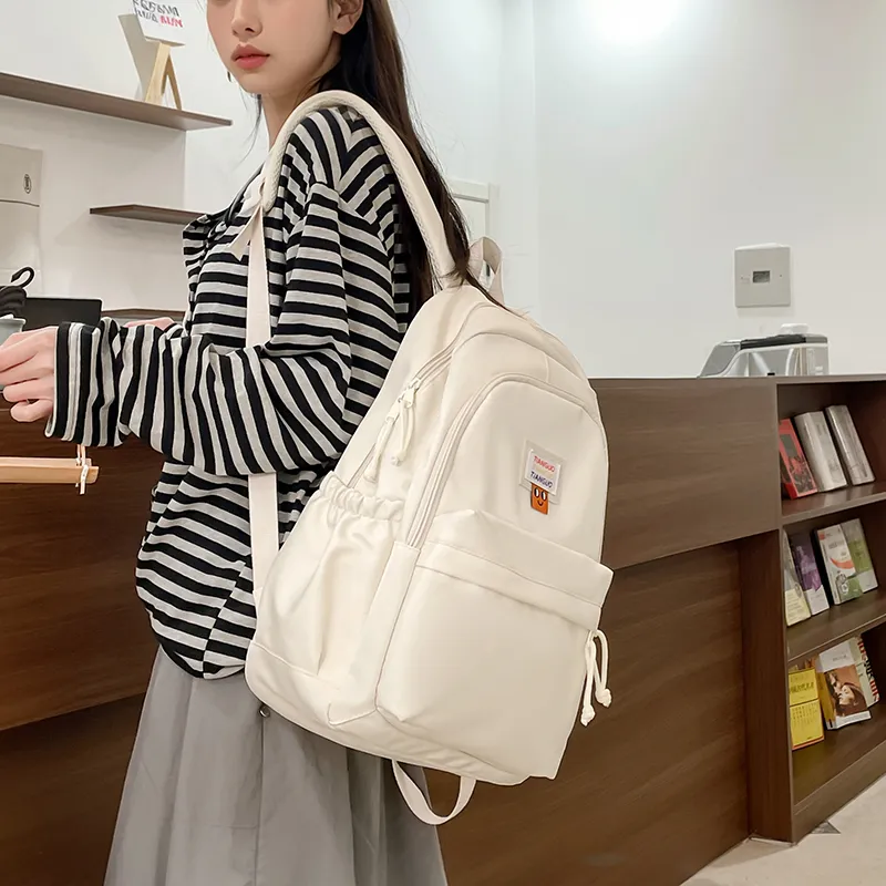 TOUTSEUL YOLO Nylon Fabric Backpack Regular Unisex White/Blue/Yellow/Pink/Black-4