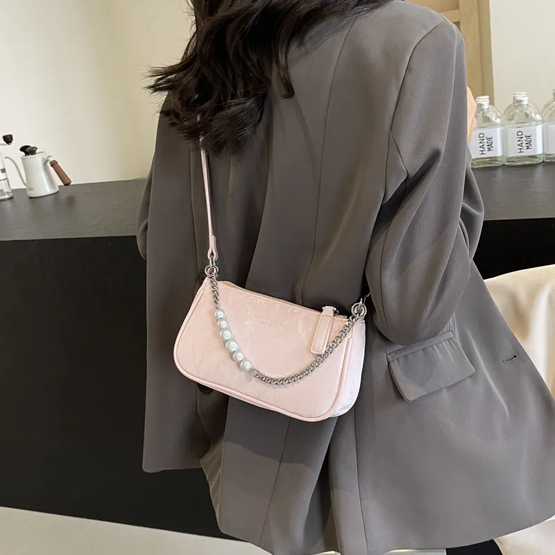 TOUTSEUL YOLO PU Shoulder Bag Women's Ecru/Silver/Black/Pink-20