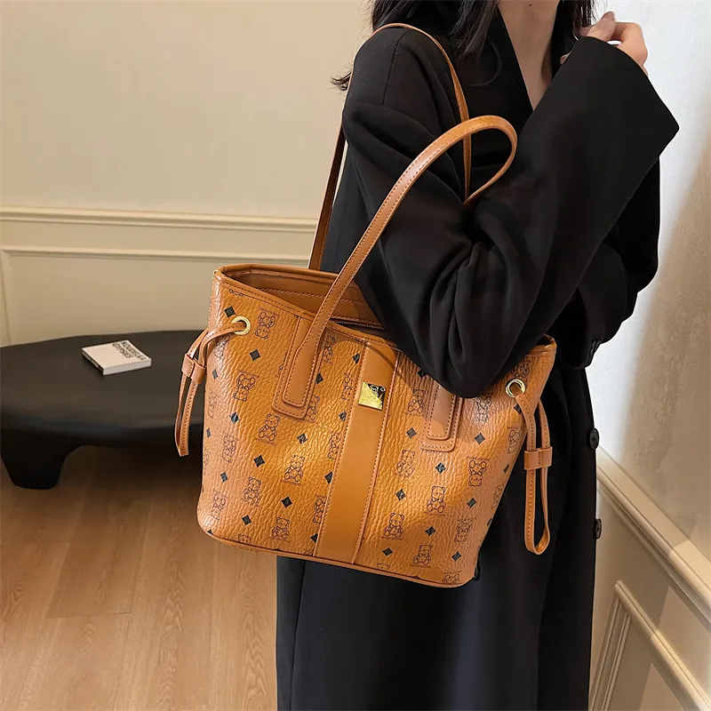 TOUTSEUL YOLO PU Tote Bag, Shopping Bag, Shoulder Bag Unisex White/Pink/Black/Brown/Black & White-18