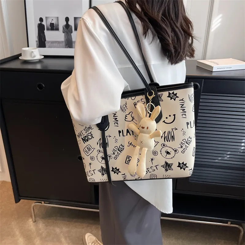 TOUTSEUL YOLO PU Tote Bag, Shoulder Bag Regular Women's Black/Blue/Pink/Brown-3