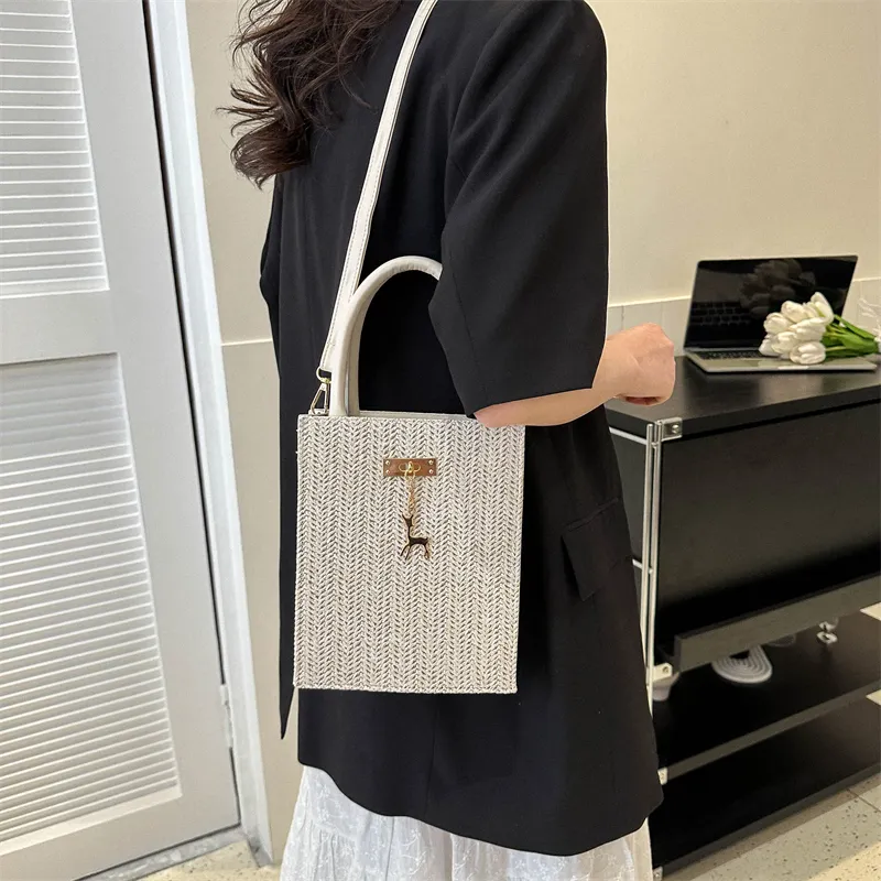 TOUTSEUL YOLO Woven Handbag Women's Beige/Khaki-2