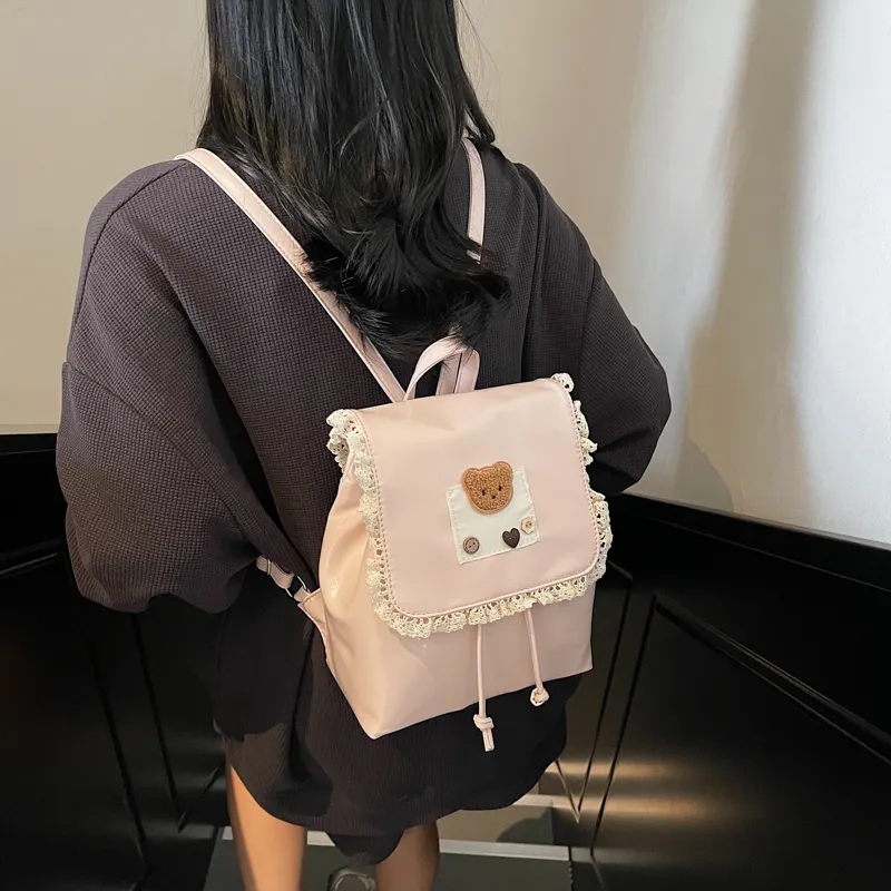 TOUTSEUL YOLO PU Backpack Unisex Ecru/Black/Blue/Pink-21