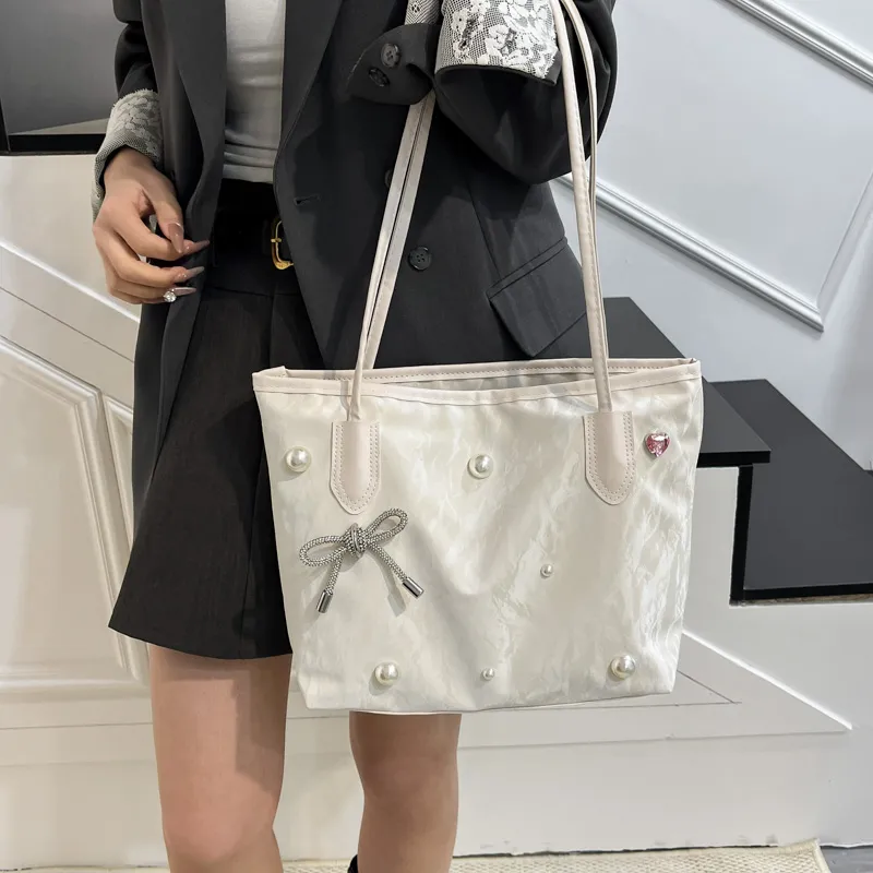 TOUTSEUL YOLO PU Tote Bag, Shoulder Bag Women's White/Silver/Black-1